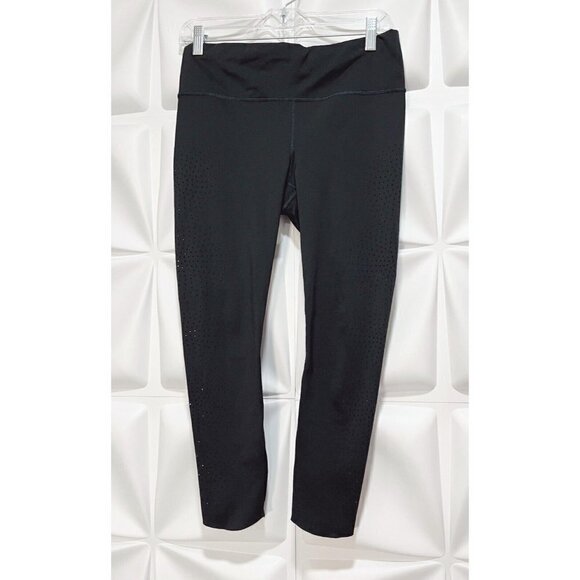 Athleta Sz S Black Laser Cut Out Perforated Capri Cropped Pants Leggings - Picture 3 of 15